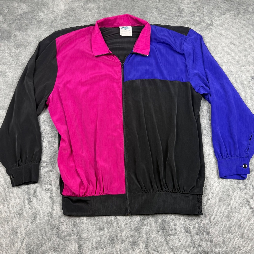 S.G. 80s 90s Sport Vintage Color block Windbreaker Jacket Pink Blue 1X USA Made
